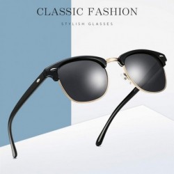 Rimless UV400 Polarized Sunglasses Classic Fashion Semi Rimless Sun Glasses for Men Women (Black) - CF18XT0KND5 $15.10