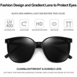 Cat Eye Oversized Square Sunglasses for Women Vintage Glasses with Flat Lens Fashion Shades - A Black Frame Black Lens - CD19...