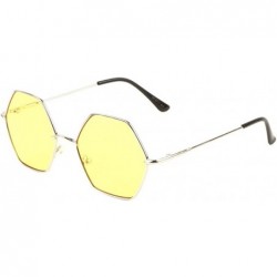 Butterfly Geometric Hexagon Thin Metal Frame Sunglasses - Yellow - CF197S7K944 $26.63