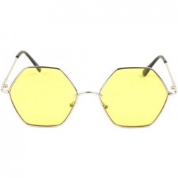 Butterfly Geometric Hexagon Thin Metal Frame Sunglasses - Yellow - CF197S7K944 $12.07