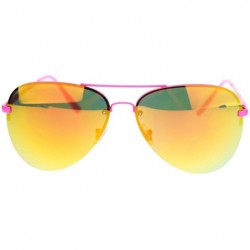 Aviator Rimless Aviator Sunglasses Color Mirror Lens Spring Hinge - Pink - CO11QHFLJWR $10.02