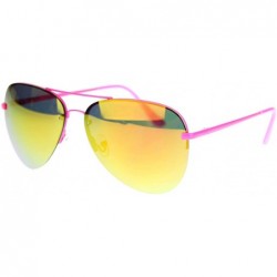Aviator Rimless Aviator Sunglasses Color Mirror Lens Spring Hinge - Pink - CO11QHFLJWR $10.02