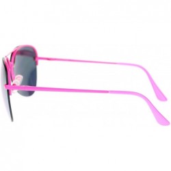 Aviator Rimless Aviator Sunglasses Color Mirror Lens Spring Hinge - Pink - CO11QHFLJWR $10.02