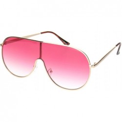 Shield Metal Rim Shield Racer Oversize Retro Fashion Sunglasses - Gold Gradient Pink - C218NKQWUYM $10.82