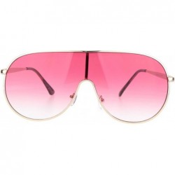 Shield Metal Rim Shield Racer Oversize Retro Fashion Sunglasses - Gold Gradient Pink - C218NKQWUYM $10.82