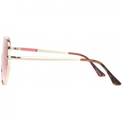 Shield Metal Rim Shield Racer Oversize Retro Fashion Sunglasses - Gold Gradient Pink - C218NKQWUYM $10.82