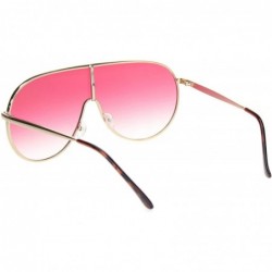 Shield Metal Rim Shield Racer Oversize Retro Fashion Sunglasses - Gold Gradient Pink - C218NKQWUYM $10.82