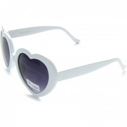 Round 80's Love Heart Shaped sunglasses Lolita Smoke Lens (Bold White- 52) - CF12O0YT8DT $9.88