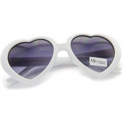 Round 80's Love Heart Shaped sunglasses Lolita Smoke Lens (Bold White- 52) - CF12O0YT8DT $9.88