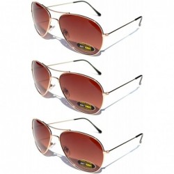 Aviator Classic Aviator Style Sunglasses Metal Frame with Color Lens UV Protection 3 Pairs - CE11MPT89HH $20.36