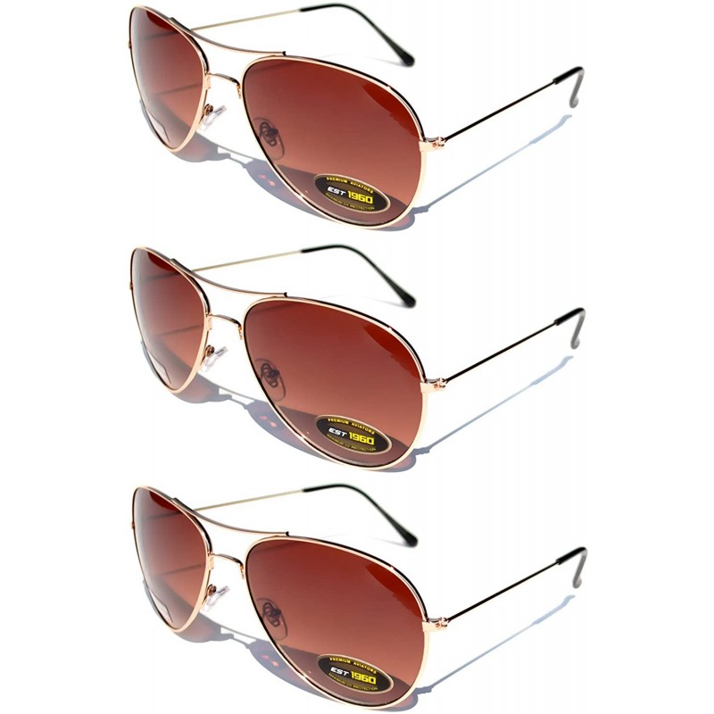 Aviator Classic Aviator Style Sunglasses Metal Frame with Color Lens UV Protection 3 Pairs - CE11MPT89HH $13.20