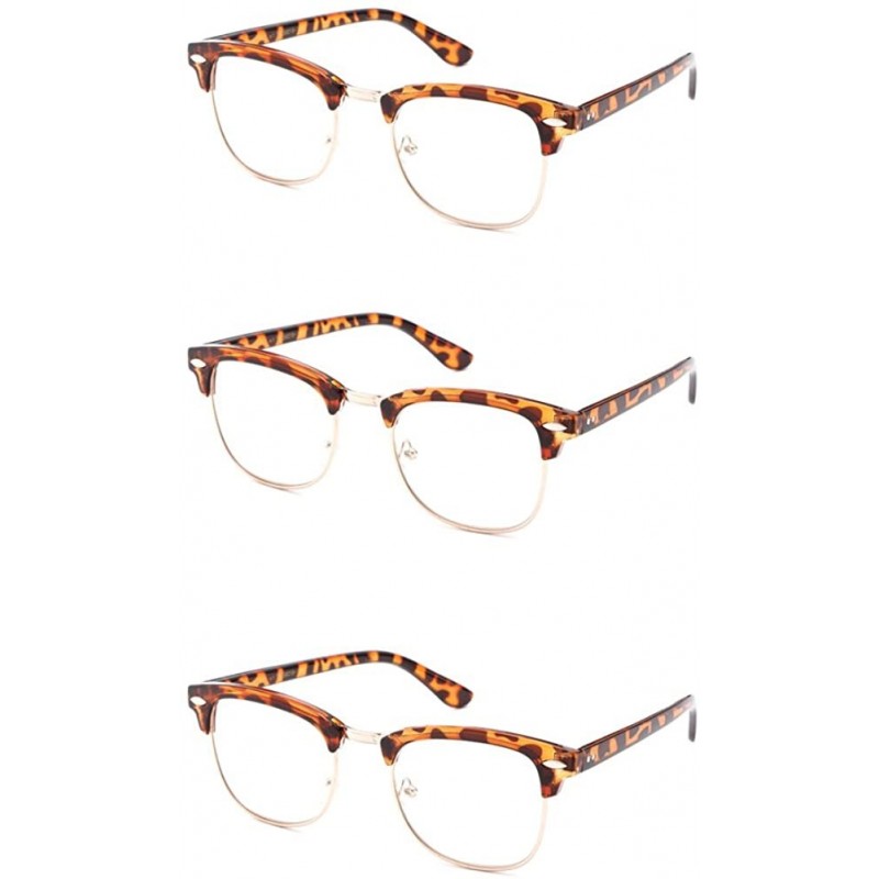 Wayfarer Babo" Slim Oval Style Celebrity Fashionista Pattern Temple Reading Glasses Vintage - 3 Pack Oval Tortoise - CI11P3ET...