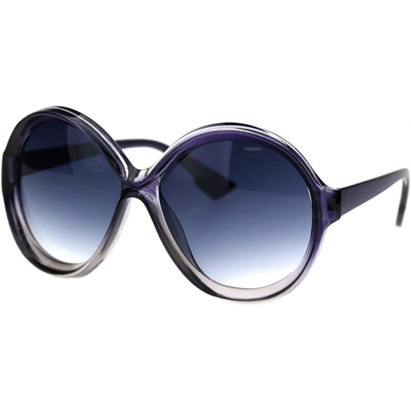 Oversized Vintage Round Sunglasses Womens Oversized Fashion Beveled Frame UV 400 - Purple Grey (Smoke) - CV193XNWK7N $13.71