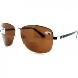 Aviator Bifocal Magnification Lens Sunglasses Mens Half Rim Aviator Tinted Reader - Gold - C81854M4G7D $7.68