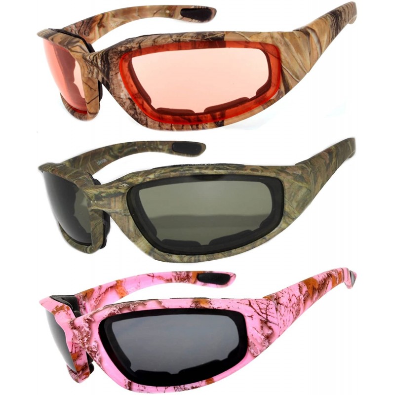 Sport Set of 2 - 3 Pairs Motorcycle CAMO Padded Foam Sport Glasses Colored Lens - CA1847XDCD9 $13.02