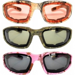 Sport Set of 2 - 3 Pairs Motorcycle CAMO Padded Foam Sport Glasses Colored Lens - CA1847XDCD9 $13.02