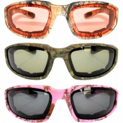 Sport Set of 2 - 3 Pairs Motorcycle CAMO Padded Foam Sport Glasses Colored Lens - CA1847XDCD9 $13.02