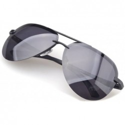 Rectangular Mens Oversize Sunglasses Rimless Frame Cool Design TAC Lens - Black/Black - C811Z94DN8Z $34.81