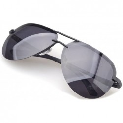 Rectangular Mens Oversize Sunglasses Rimless Frame Cool Design TAC Lens - Black/Black - C811Z94DN8Z $14.85