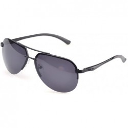 Rectangular Mens Oversize Sunglasses Rimless Frame Cool Design TAC Lens - Black/Black - C811Z94DN8Z $14.85
