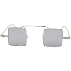 Square Vintage Square Small Metal Frame Sunglasses Tinted Lens Shades - Silver-mirror - CT18I3INLLH $22.37