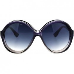 Oversized Vintage Round Sunglasses Womens Oversized Fashion Beveled Frame UV 400 - Purple Grey (Smoke) - CV193XNWK7N $13.71