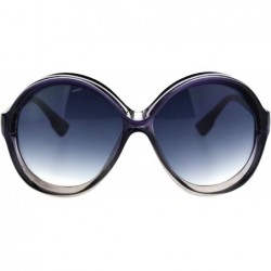 Oversized Vintage Round Sunglasses Womens Oversized Fashion Beveled Frame UV 400 - Purple Grey (Smoke) - CV193XNWK7N $13.71