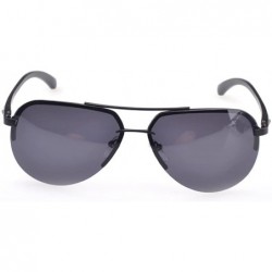 Rectangular Mens Oversize Sunglasses Rimless Frame Cool Design TAC Lens - Black/Black - C811Z94DN8Z $14.85