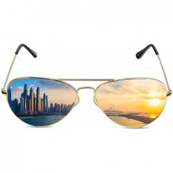 Aviator Aviator Sunglasses for Men Women Reflective Lens 100% UV400 Protection Metal Frame - Blue - C018W7OO0ZH $36.04