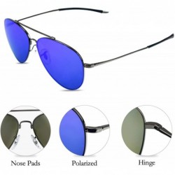 Aviator Aviator Sunglasses for Men Women Reflective Lens 100% UV400 Protection Metal Frame - Blue - C018W7OO0ZH $15.91