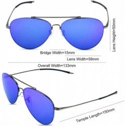 Aviator Aviator Sunglasses for Men Women Reflective Lens 100% UV400 Protection Metal Frame - Blue - C018W7OO0ZH $15.91