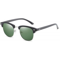 Semi-rimless Vintage Half Frame Semi-Rimless Sunglasses Men Women Classic Driving Sun glasses - Black Silver/Green - CI197KW3...