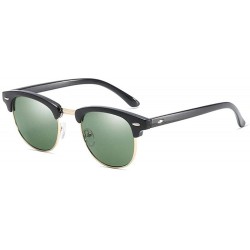 Semi-rimless Vintage Half Frame Semi-Rimless Sunglasses Men Women Classic Driving Sun glasses - Black Silver/Green - CI197KW3...