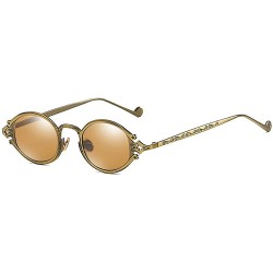 Round Gothic Retro Steampunk sunglasses oval Vintage sunglasses for men women Metal Frame sunglasses - 7 - CM18AW5TR7X $11.46