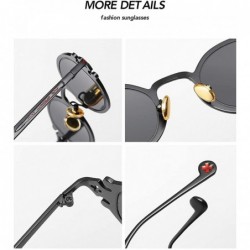 Round Gothic Retro Steampunk sunglasses oval Vintage sunglasses for men women Metal Frame sunglasses - 7 - CM18AW5TR7X $11.46