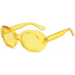 Oval Clear Transparent Sunglasses Women Candy Color Big Oval Frame Sun Glasses Female - Yellow - C618DTSE4C6 $11.72