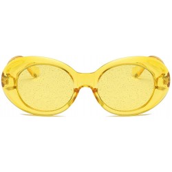 Oval Clear Transparent Sunglasses Women Candy Color Big Oval Frame Sun Glasses Female - Yellow - C618DTSE4C6 $11.72