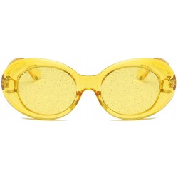 Oval Clear Transparent Sunglasses Women Candy Color Big Oval Frame Sun Glasses Female - Yellow - C618DTSE4C6 $11.72