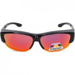 Oval Fit Over Polarized Lens Cover Sunglasses - Wear Over Prescription Glasses - Black - CY183AXCUY8 $14.56