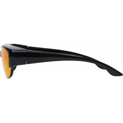 Oval Fit Over Polarized Lens Cover Sunglasses - Wear Over Prescription Glasses - Black - CY183AXCUY8 $14.56