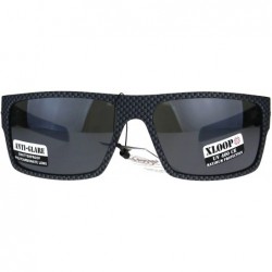 Sport Mens Xloop Flat Top Rectangular Hard Plastic Gangster Sunglasses - Carbon Fiber Pattern - C51885A0HZ4 $11.26