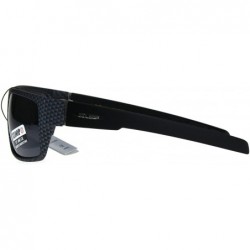 Sport Mens Xloop Flat Top Rectangular Hard Plastic Gangster Sunglasses - Carbon Fiber Pattern - C51885A0HZ4 $11.26