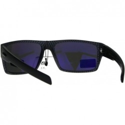 Sport Mens Xloop Flat Top Rectangular Hard Plastic Gangster Sunglasses - Carbon Fiber Pattern - C51885A0HZ4 $11.26