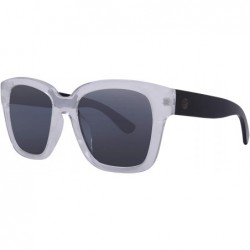 Square Sooner or Later Women's Retro Square Sunglasses - Chunky Frame - Wood Temples - 100% UV Protection Lens - C6197CXWHK5 ...