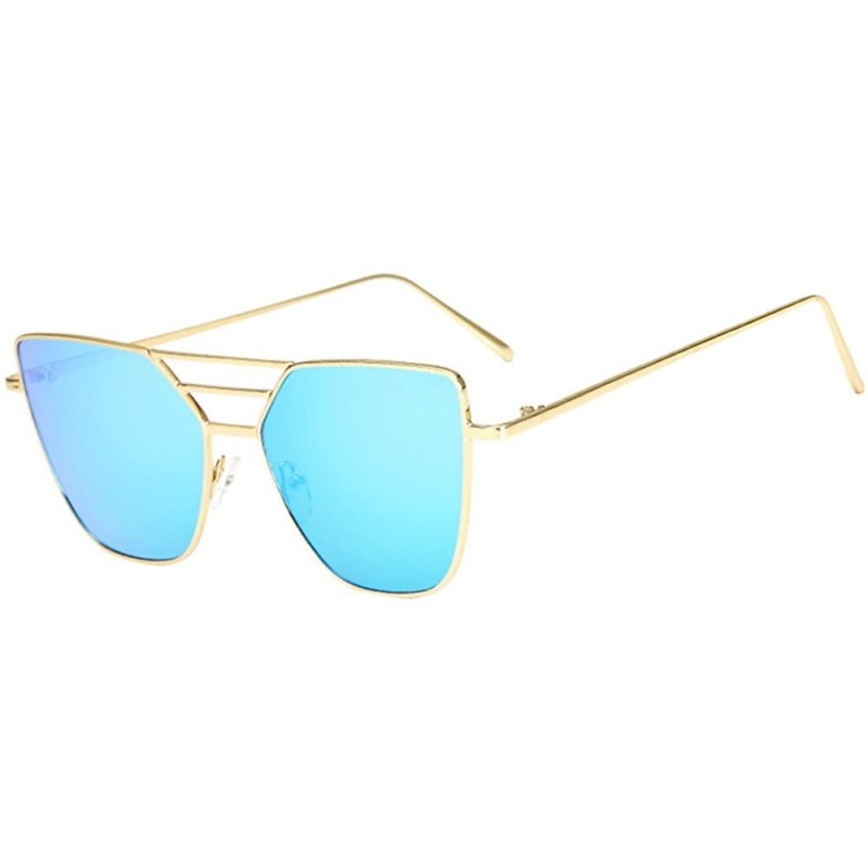 Aviator Sunglasses Fashion Unisex Vintage Irregular Glasses Fashion Aviator Mirror Sunglasses - Blue - CP18NAO5367 $7.04