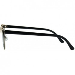 Rectangular Minimal Simple Mod Half Horn Rim Metal Frame Hipster Sunglasses - Gold Black Green - C5185HMEDN4 $9.07