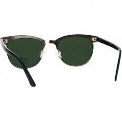 Rectangular Minimal Simple Mod Half Horn Rim Metal Frame Hipster Sunglasses - Gold Black Green - C5185HMEDN4 $9.07