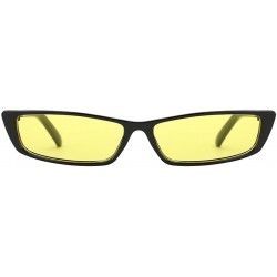 Sport Women Rectangle Small Frame Sunglasses Fashion Designer Square Shades - Black Frame/Yellow Lens - CD18C6WTUSH $7.71