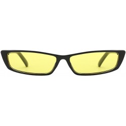Sport Women Rectangle Small Frame Sunglasses Fashion Designer Square Shades - Black Frame/Yellow Lens - CD18C6WTUSH $7.71