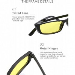 Sport Women Rectangle Small Frame Sunglasses Fashion Designer Square Shades - Black Frame/Yellow Lens - CD18C6WTUSH $7.71